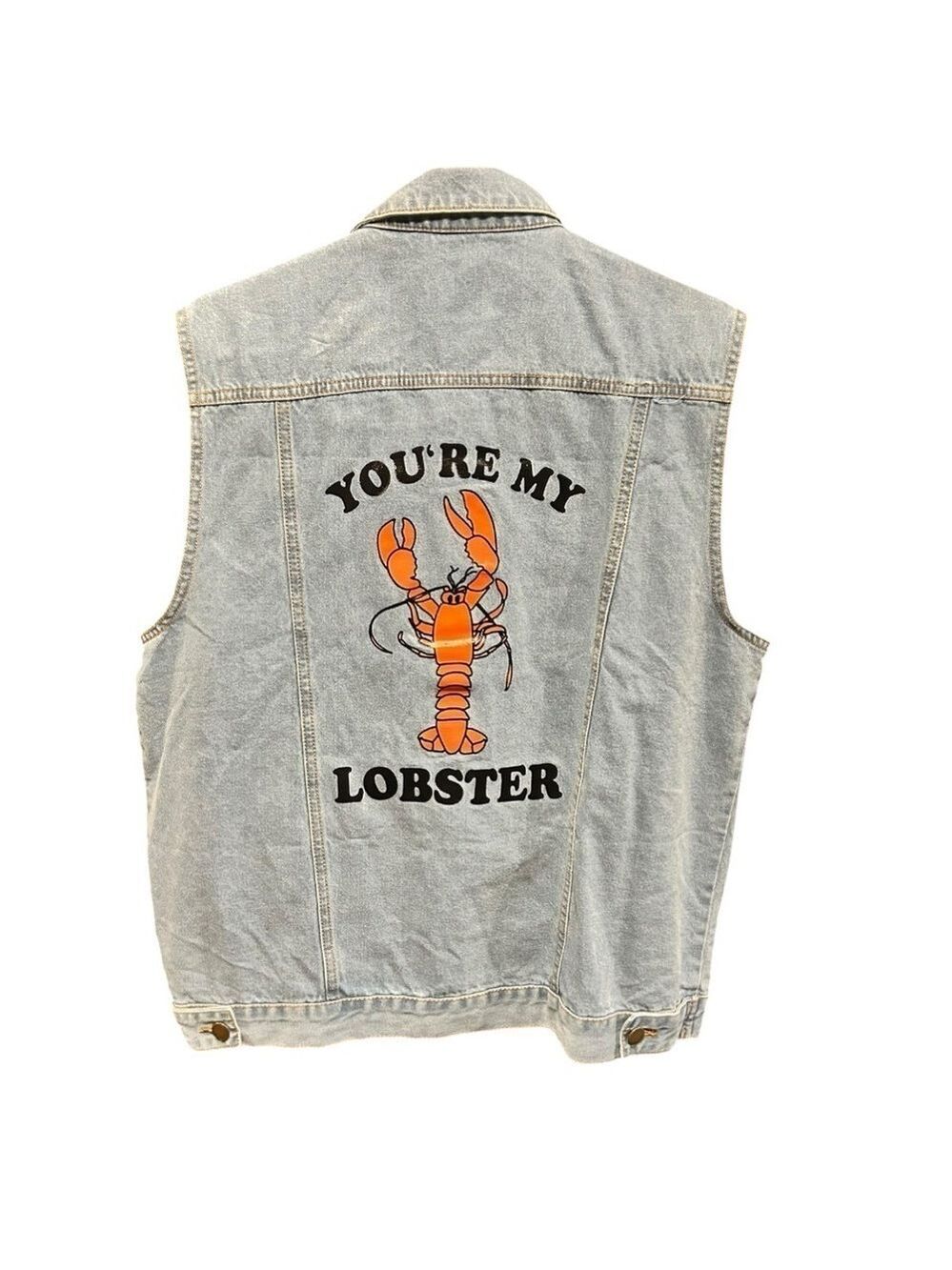 FRIENDS You’re My Lobster Denim Blue Jean Vest TV Show 1994-2004 Size Large NWT